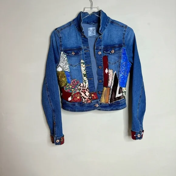 Love tree denim jacket hand sewn by joeys_fab_finds